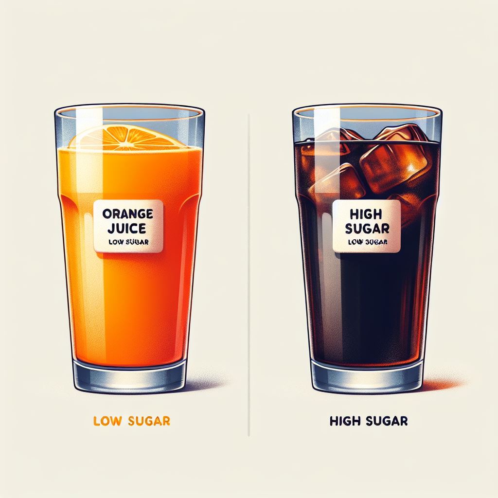orange juice sugar vs cola